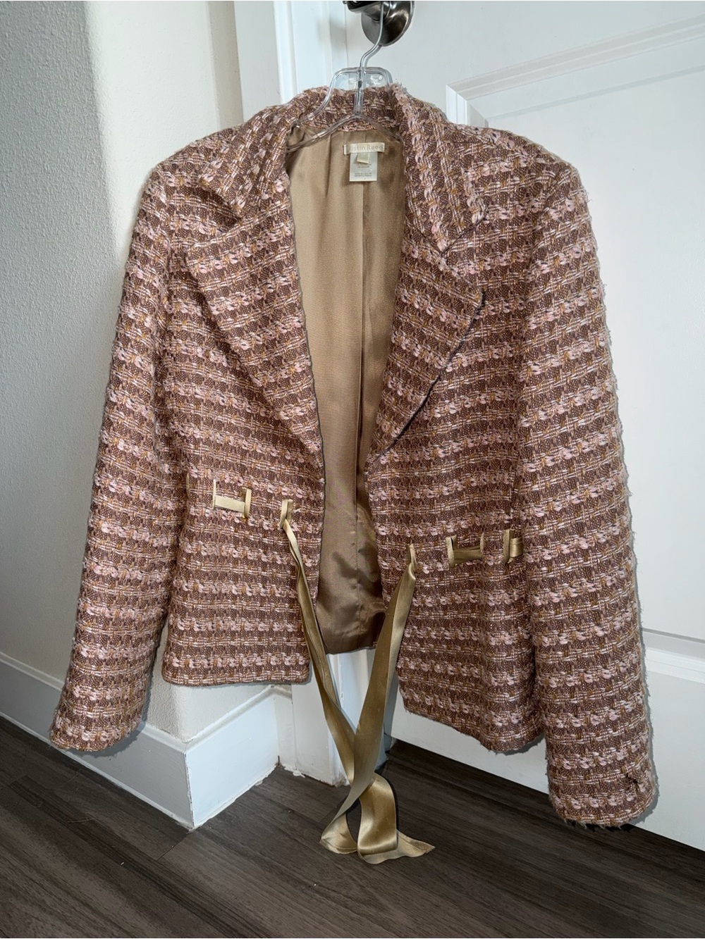 Women’s Pink Tweed Jacket with Gold Trim